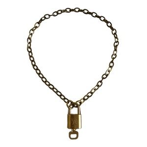 Authentic Louis Vuitton Padlock & Key #300 + Solid Brass Chain Upcycled Necklace